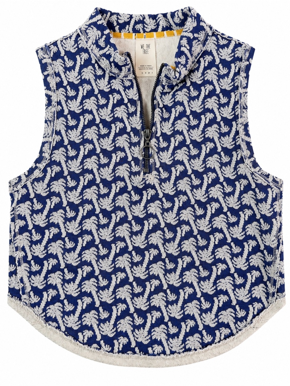 We The Free Blue & White Zip Front Cropped Tank Top XS